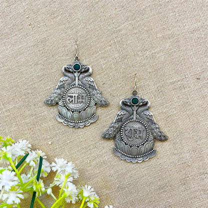 “Shubh-Labh” Divine Silver Look alike Oxidised Dangler