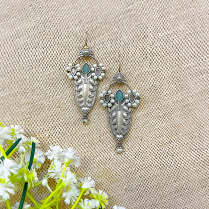 Glimmer  Silver Look Alike Stone Danglers
