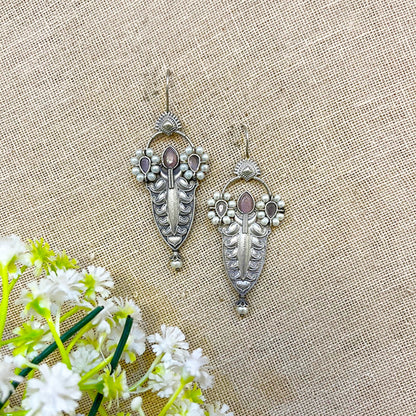Glimmer  Silver Look Alike Stone Danglers