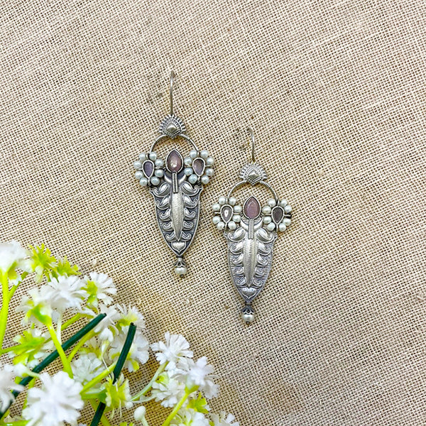 Glimmer  Silver Look Alike Stone Danglers
