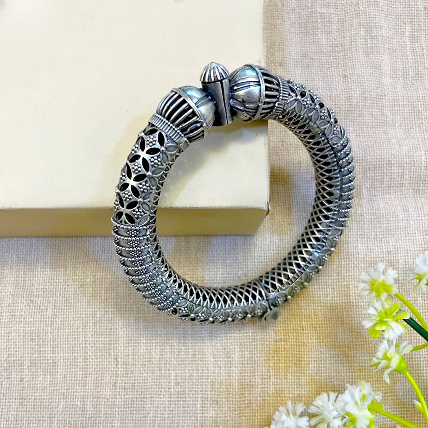 oxidised silver kada