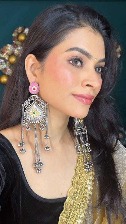 Oxidised Long Earring