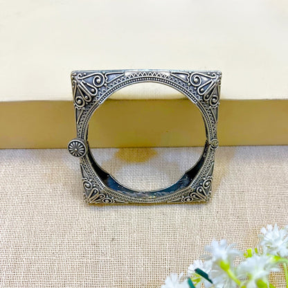 Square  Silver Look Alike Navratri Oxidised Kada for Girls
