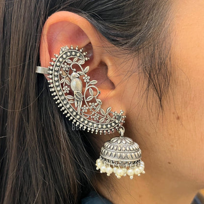 Cranz Oxidised Navratri Ear Cuffs With Jhumkas