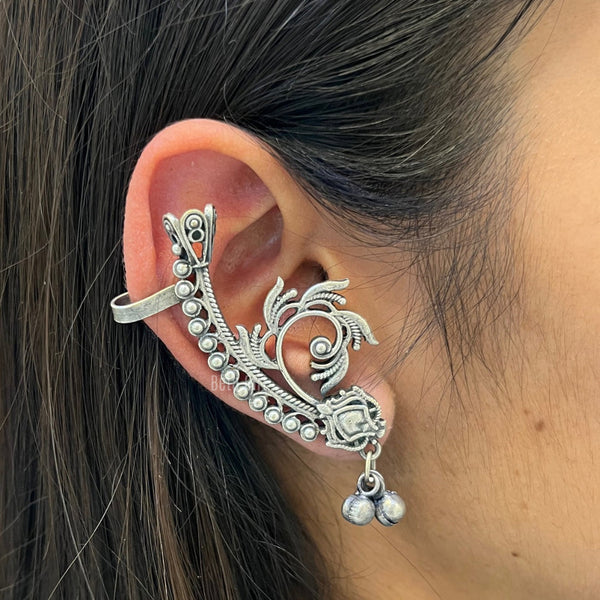 Chaya Floral Silver Cuff Earrings