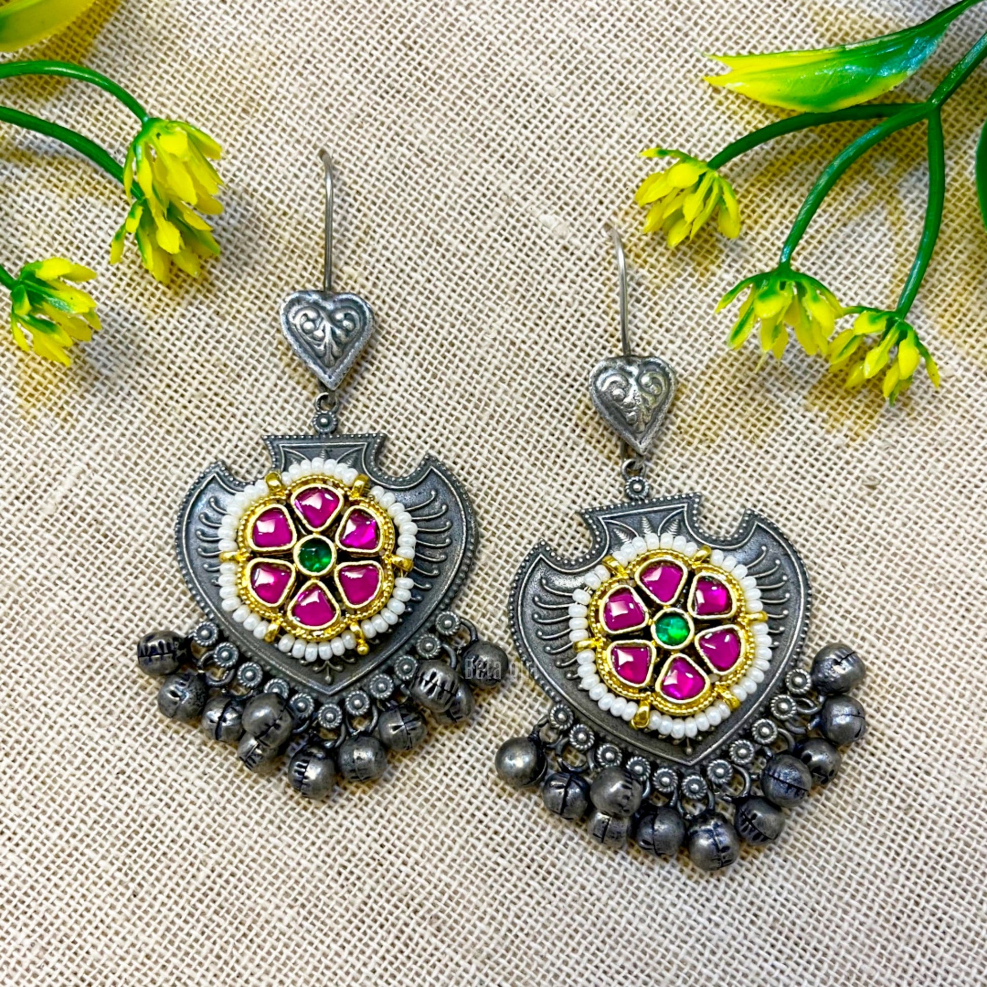 Kundan Dangler Earrings With Ghungroo