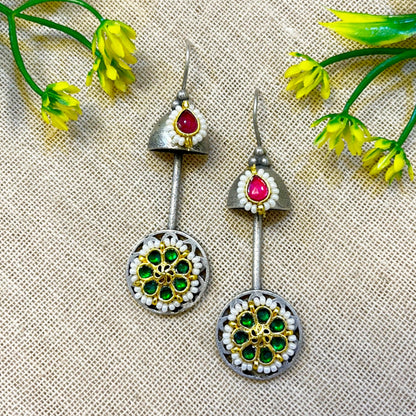 Oxidised Kundan Dangler