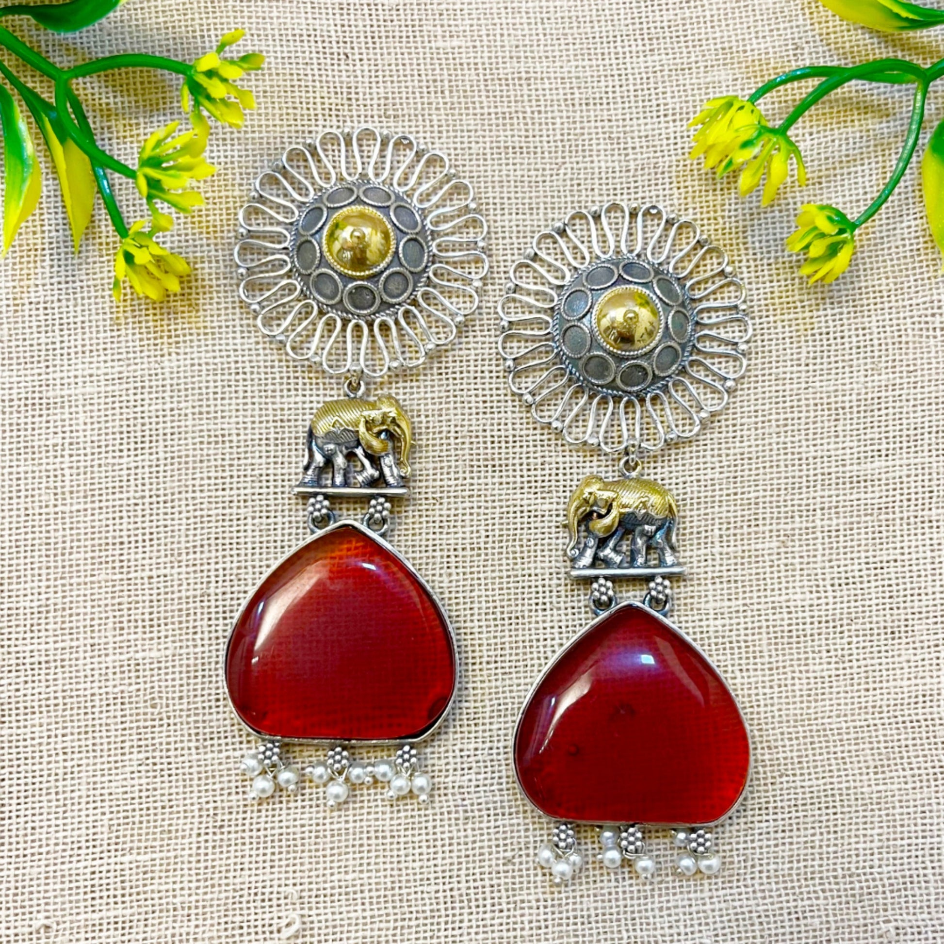 Big Red stone Earrings