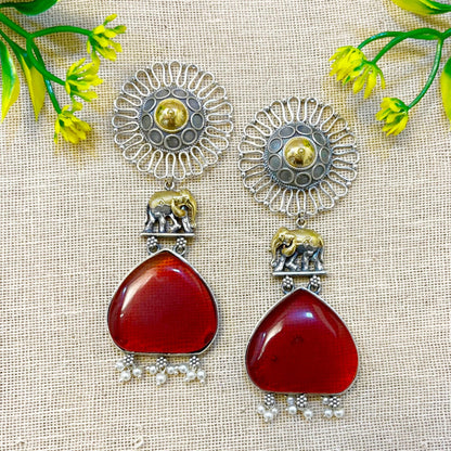 Big Red stone Earrings