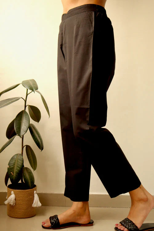 BLACK PARALLELS MODAL STRAIGHT FIT PANTS