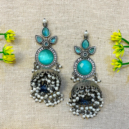 turquoise Statement oidised earrings