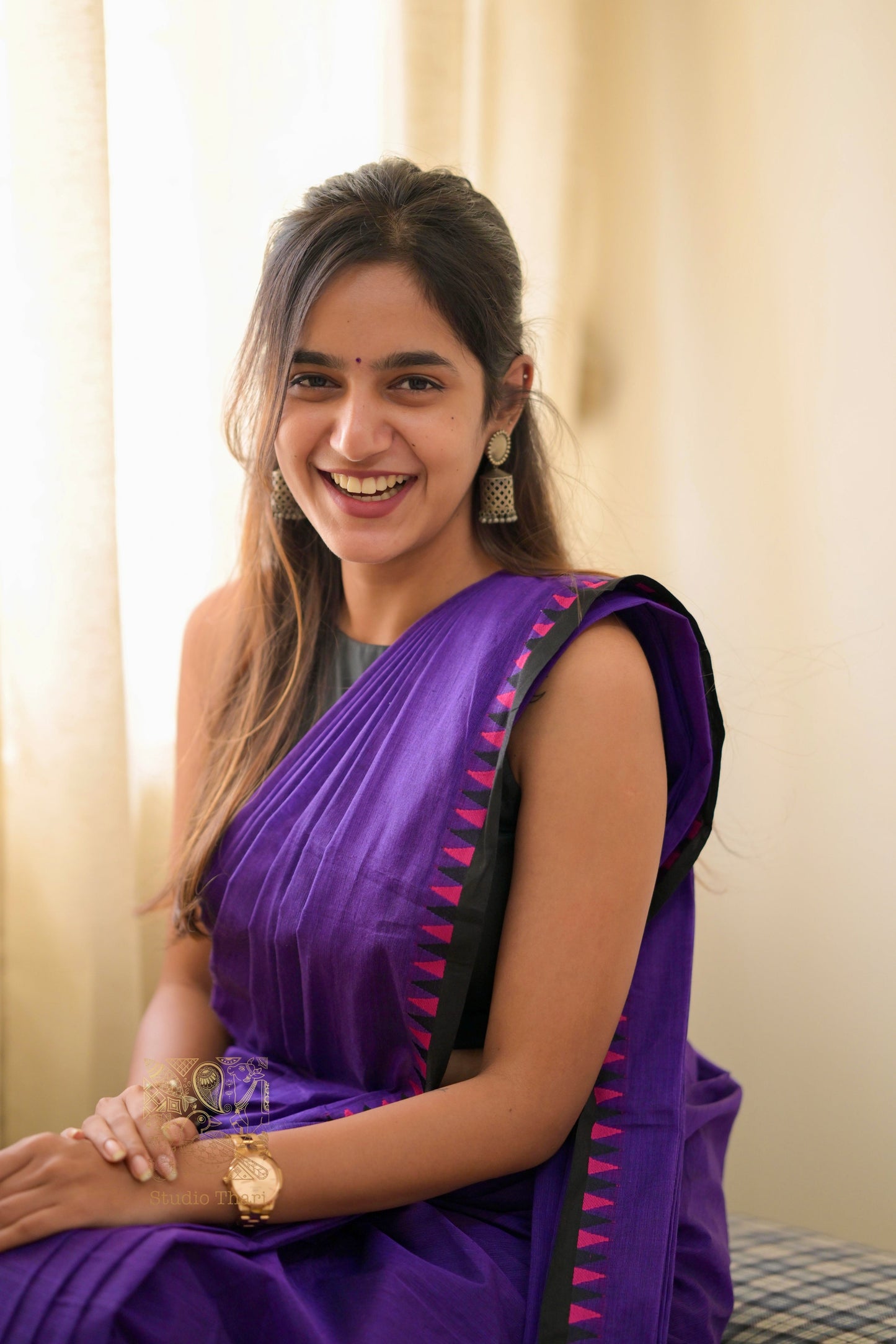 Purple Parvati� Bold and Beautiful Chettinad Cotton Saree
