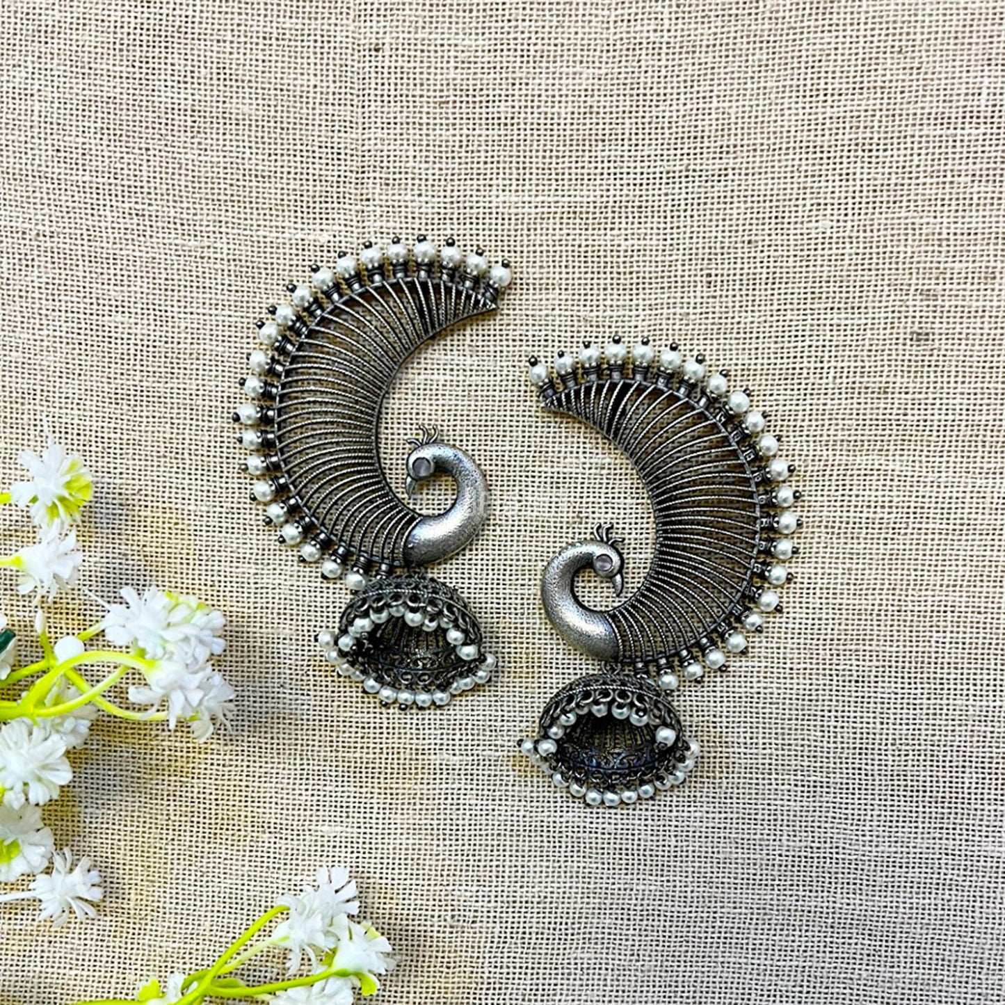peacock jhumka earrings