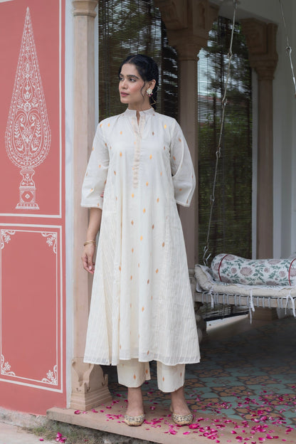 ANU AFREEN COTTON WHITE KURTA SET (WITH DUPATTA)