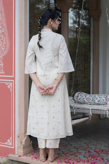 ANU AFREEN COTTON WHITE KURTA SET (WITH DUPATTA)
