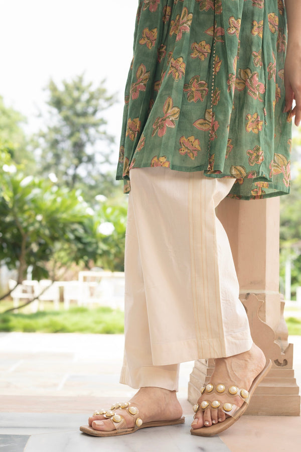 ANU FARAH GREEN COTTON KURTA
