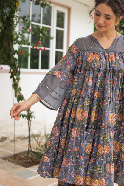 ANU ALANA FLORAL PRINTED MUL KURTA