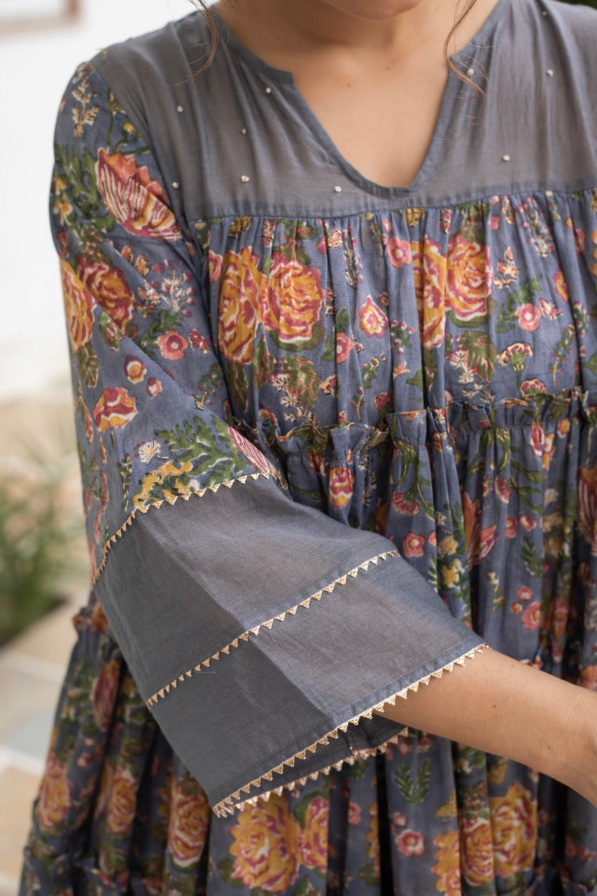 ANU ALANA FLORAL PRINTED MUL KURTA