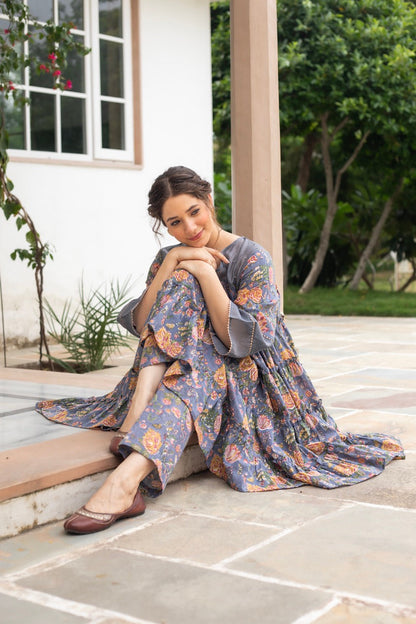 ANU ALANA FLORAL PRINTED MUL KURTA