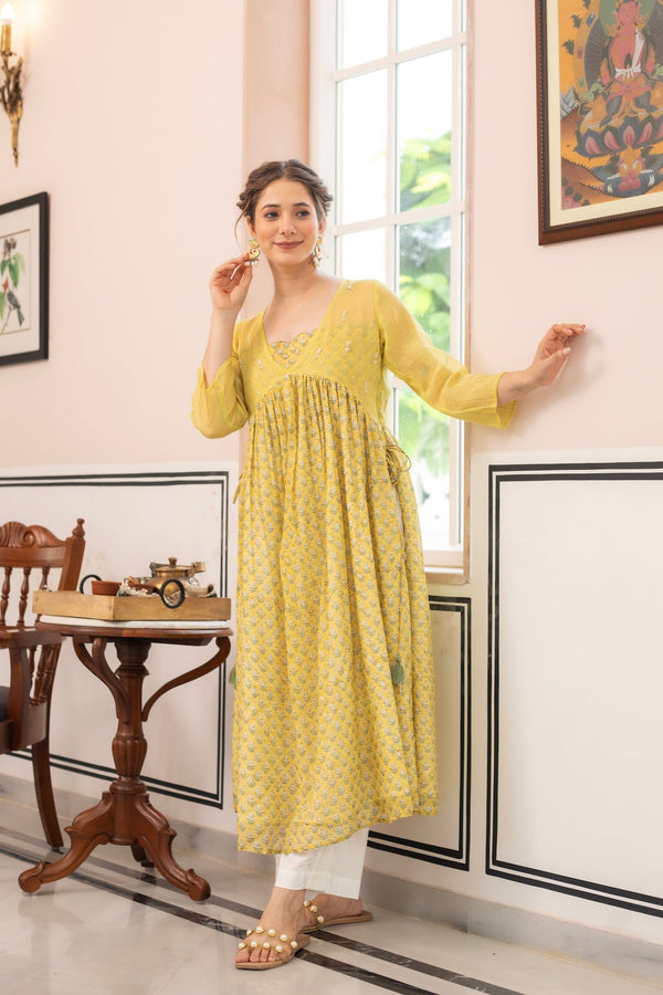 ANU ECCENTRIC CHANDERI GOLD KURTA