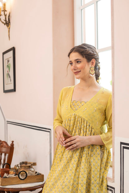 ANU ECCENTRIC CHANDERI GOLD KURTA