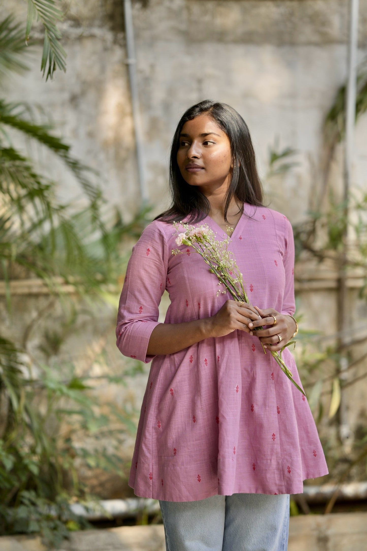 Studio Dusty Pink Cotton Short Kurta Top
