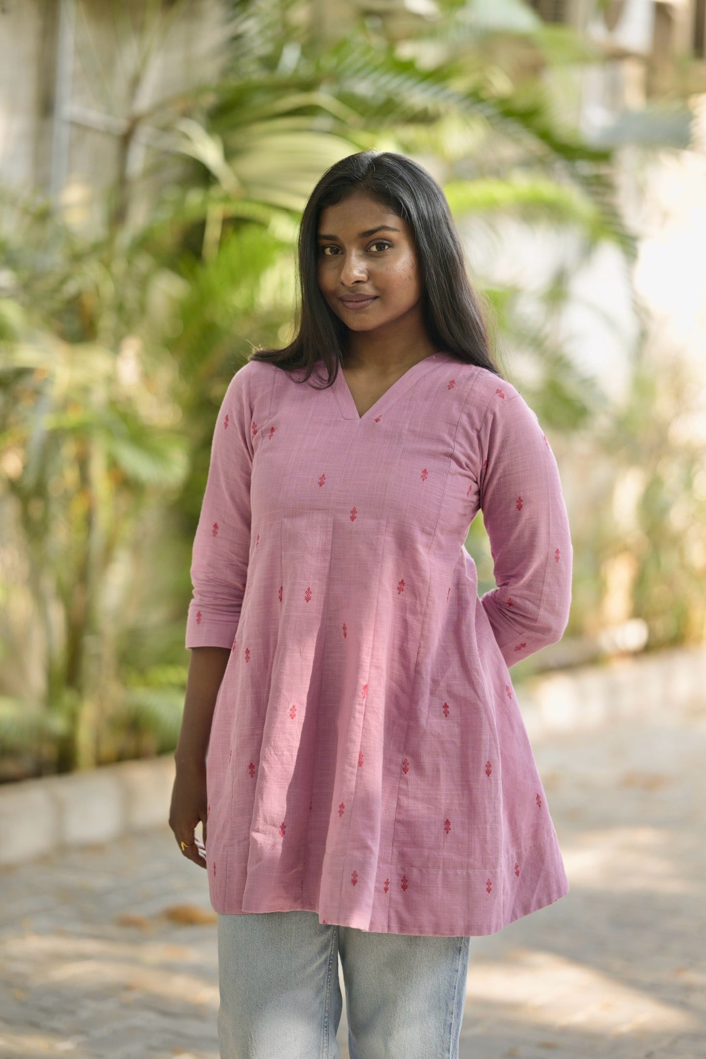 Studio Dusty Pink Cotton Short Kurta Top