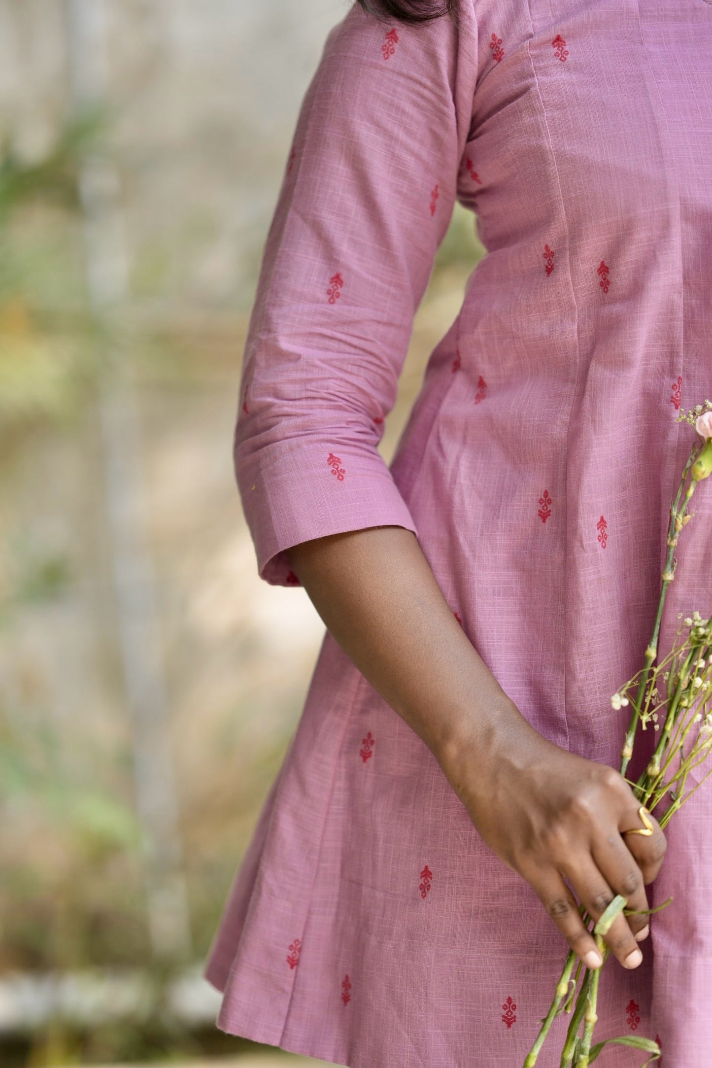 Studio Dusty Pink Cotton Short Kurta Top