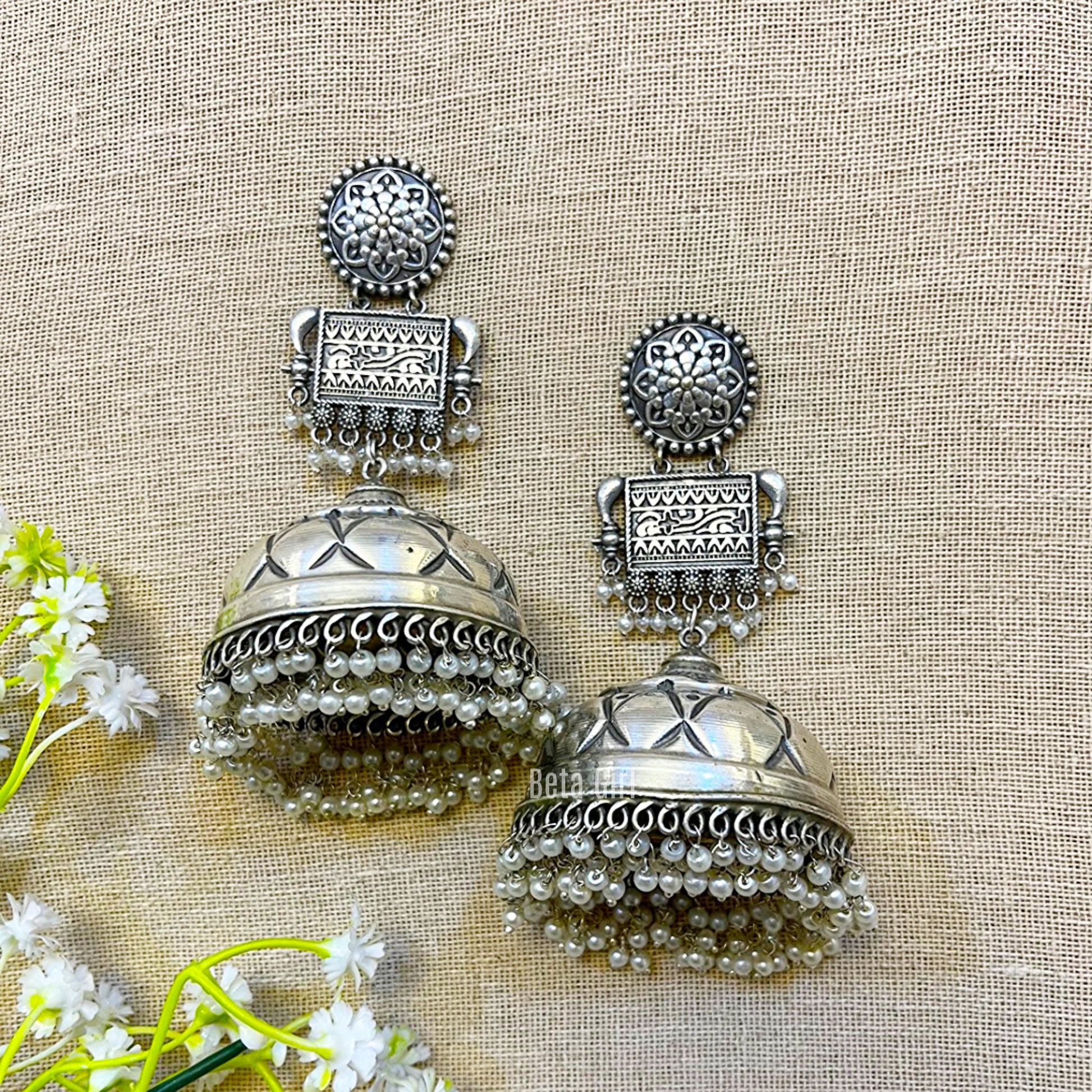 oxidised jhumka earrings