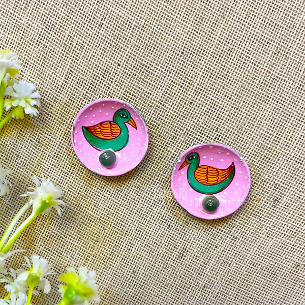 Painted Oxidised stud earring
