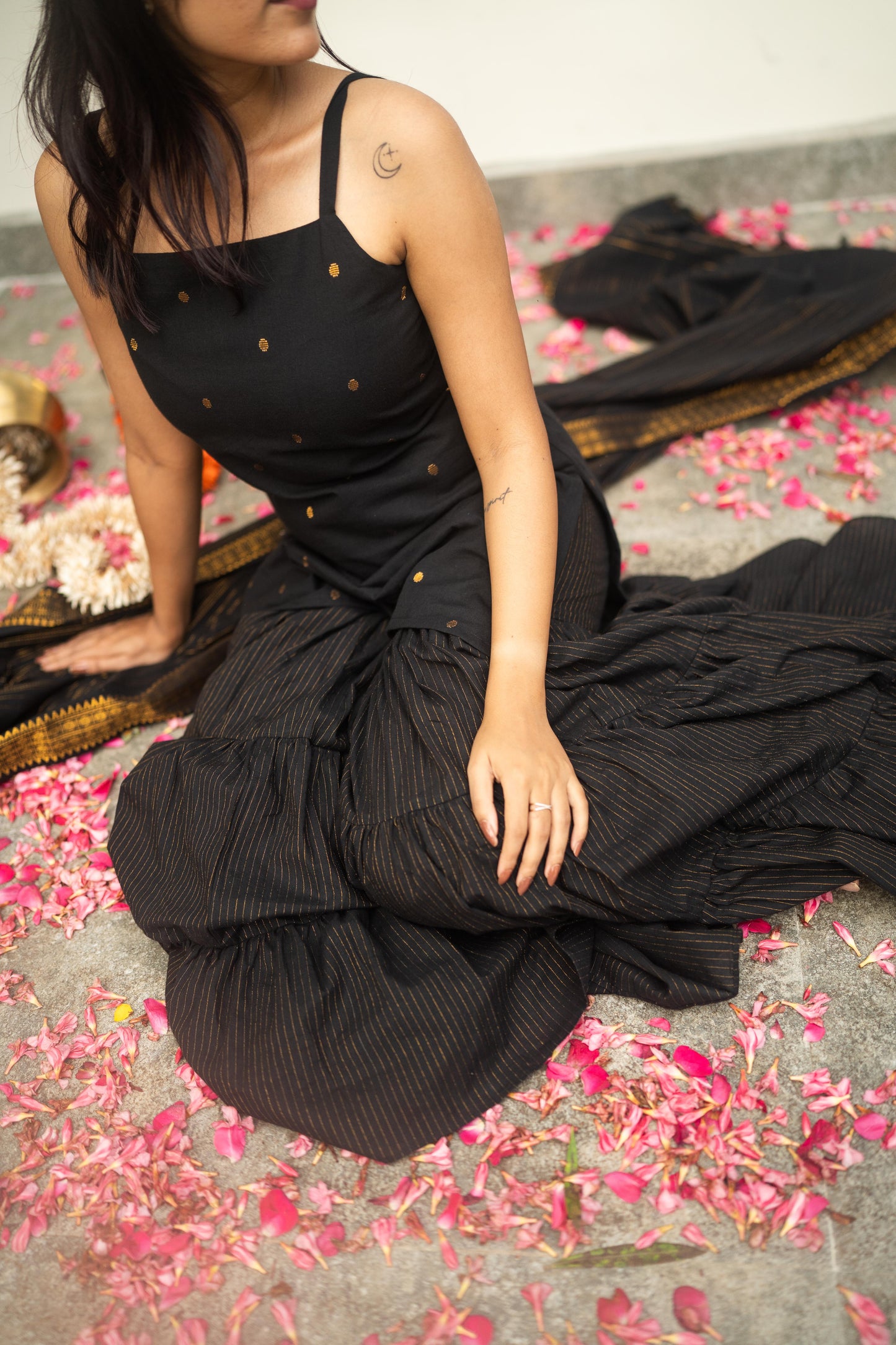 Studio  Black Sharara Set- Sleeve Length Can Be Customized