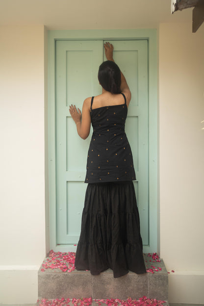 Studio  Black Sharara Set- Sleeve Length Can Be Customized