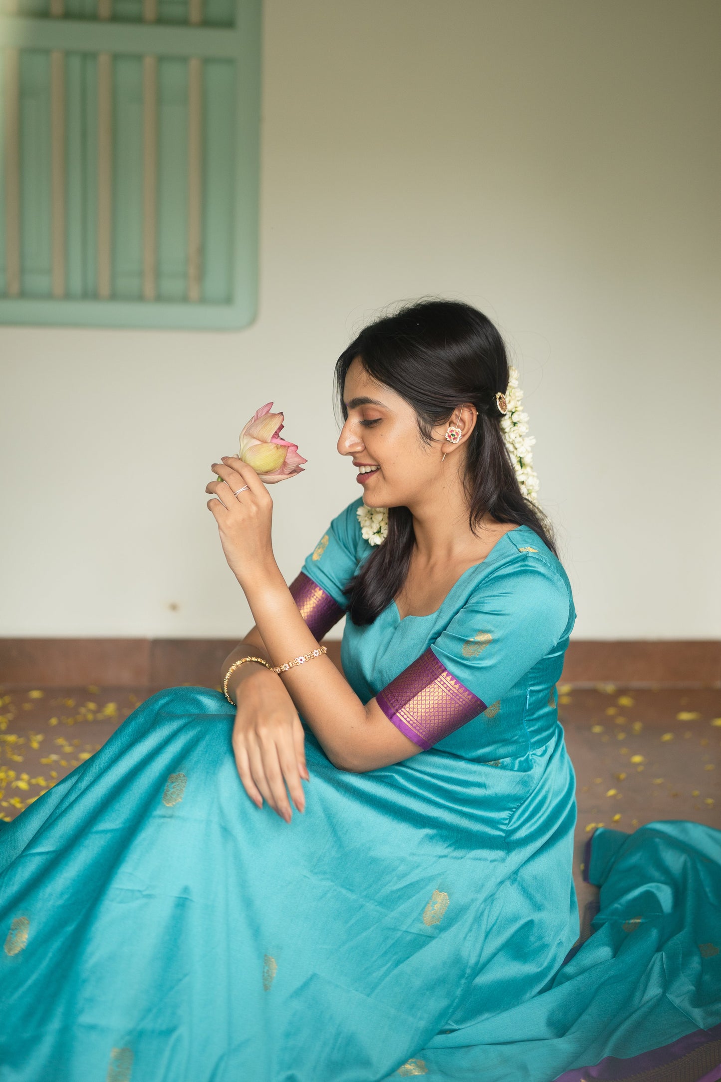 Studio  Blue Silk Cotton Anarkali Top & Dupatta