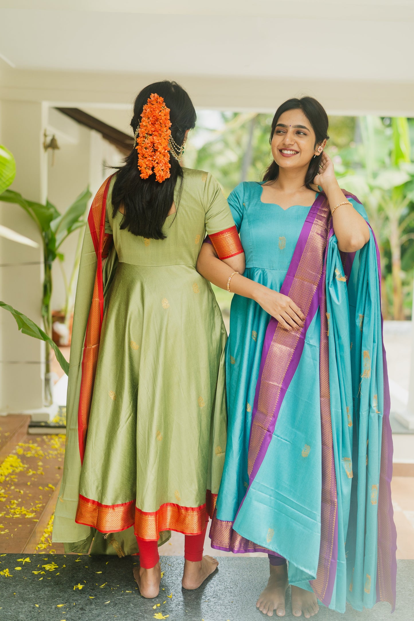 Studio  Blue Silk Cotton Anarkali Top & Dupatta