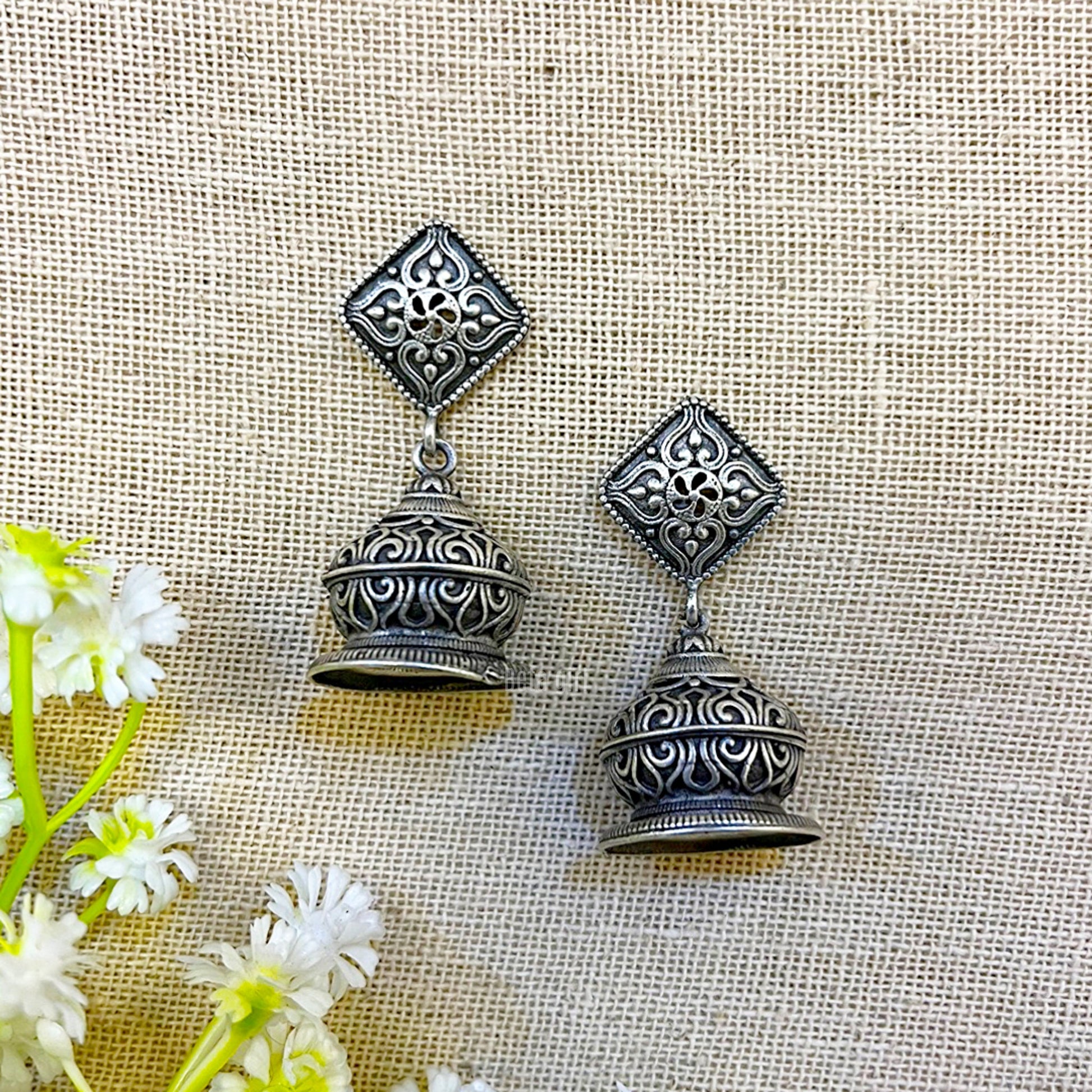 Black metal oxidised earrings