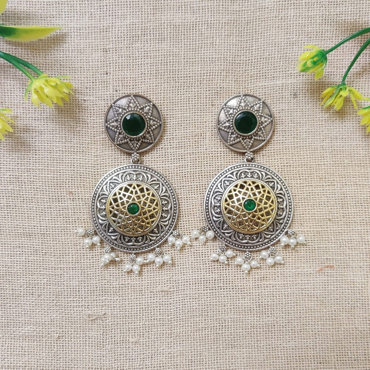 green gold earrings