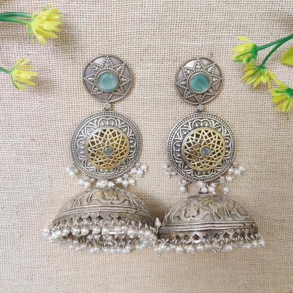 dual tone jhumka earrings