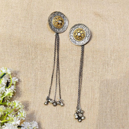 silver oxidised kashmiri earrings