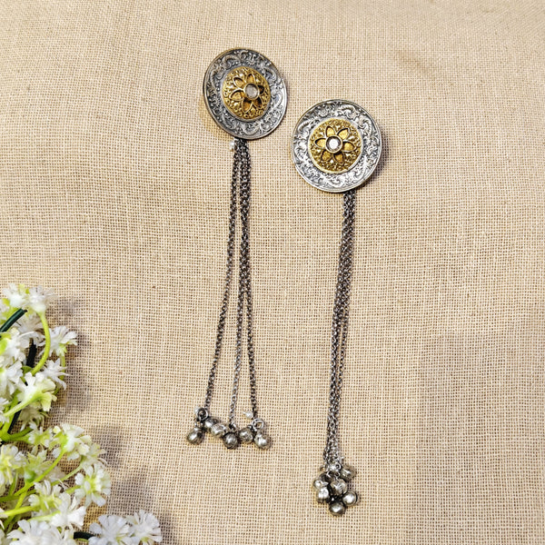 silver oxidised kashmiri earrings