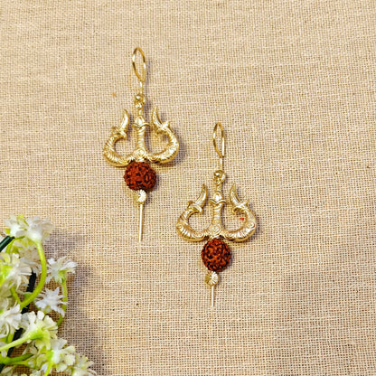 Rudraksha Trishul Ear Cuff