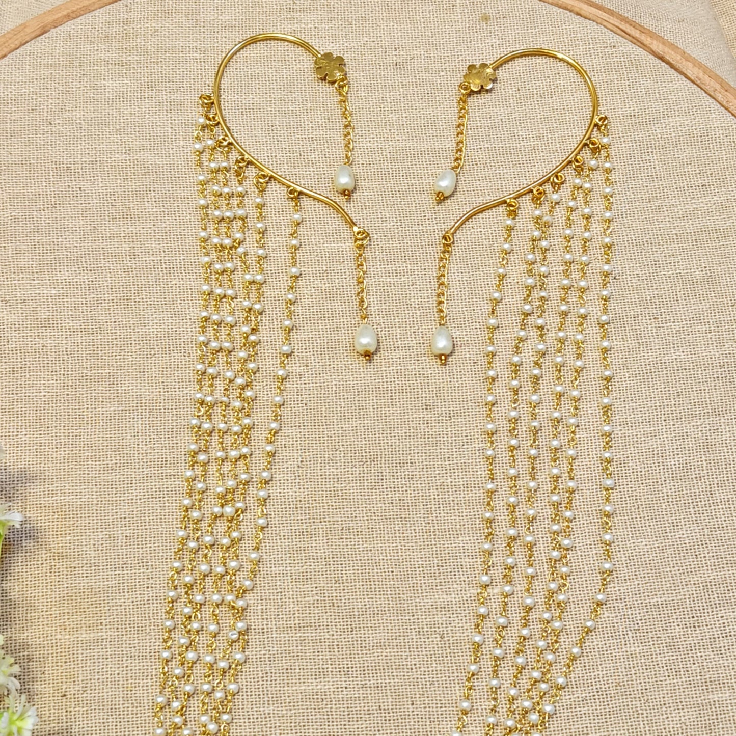 Golden Pearl Ghungroo ear cuff trail