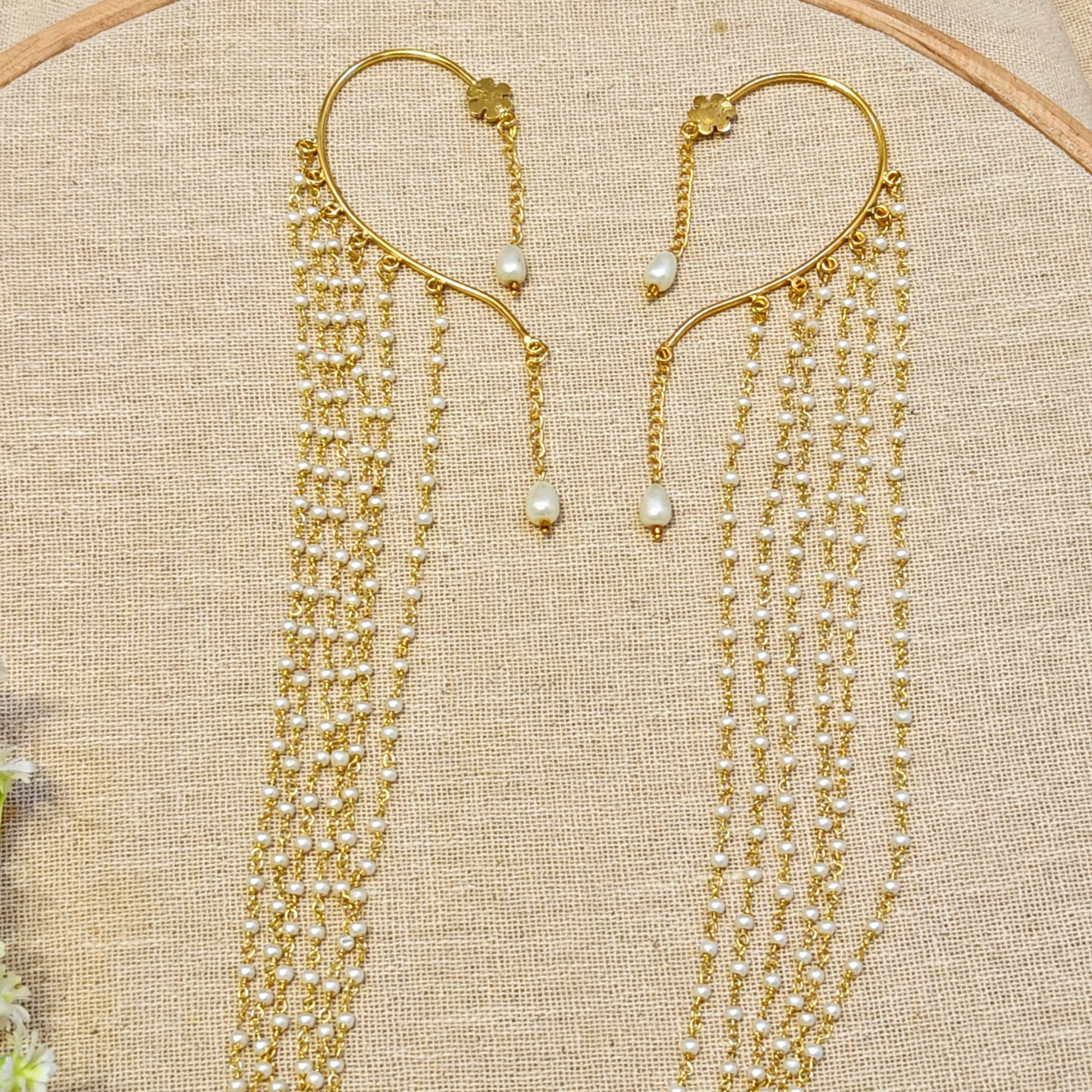 Golden Pearl Ghungroo ear cuff trail