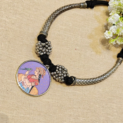 Printed Pendant Oxidised Choker