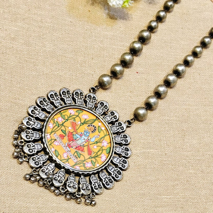 Oxidised Pearl Long necklae