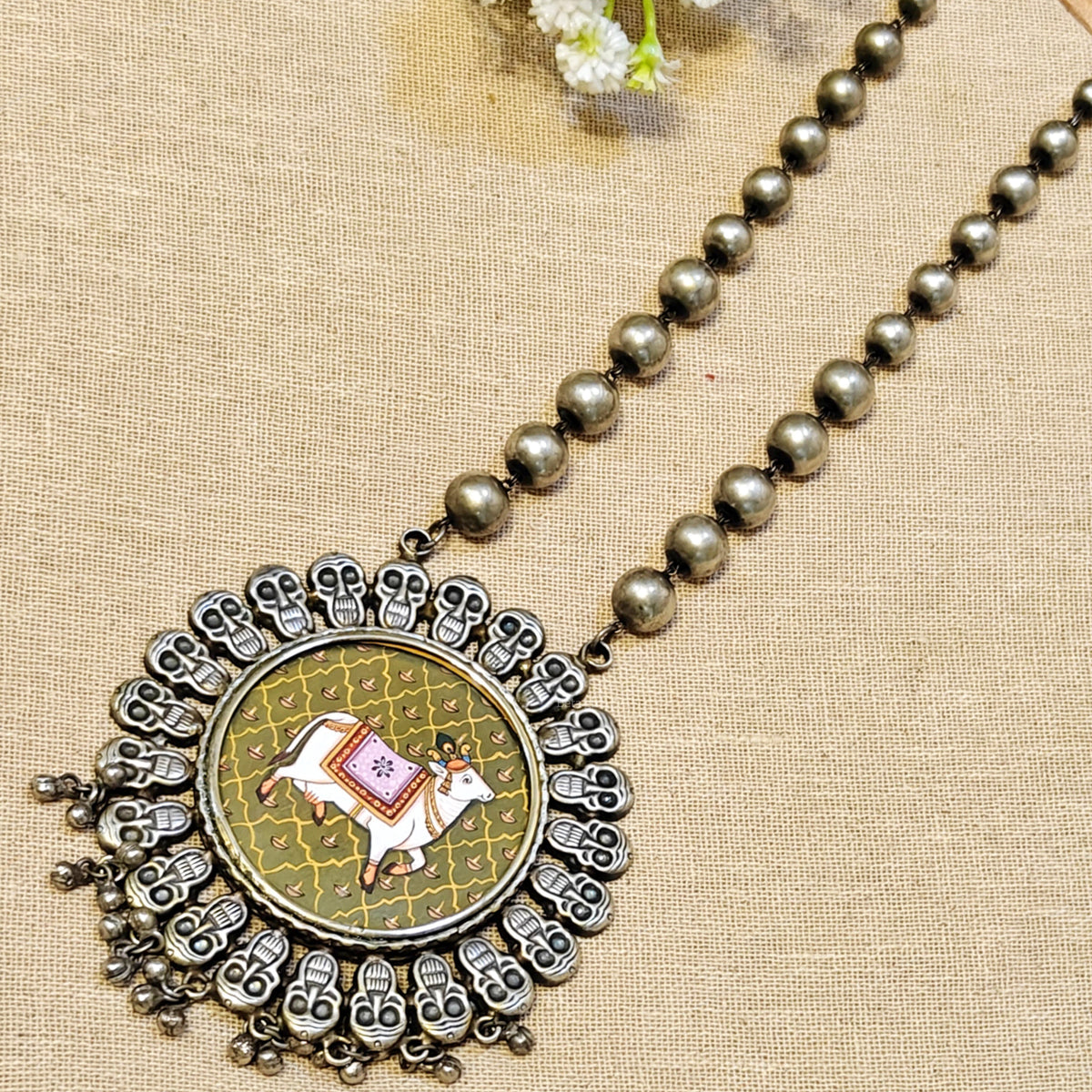 Oxidised Pearl Long necklae