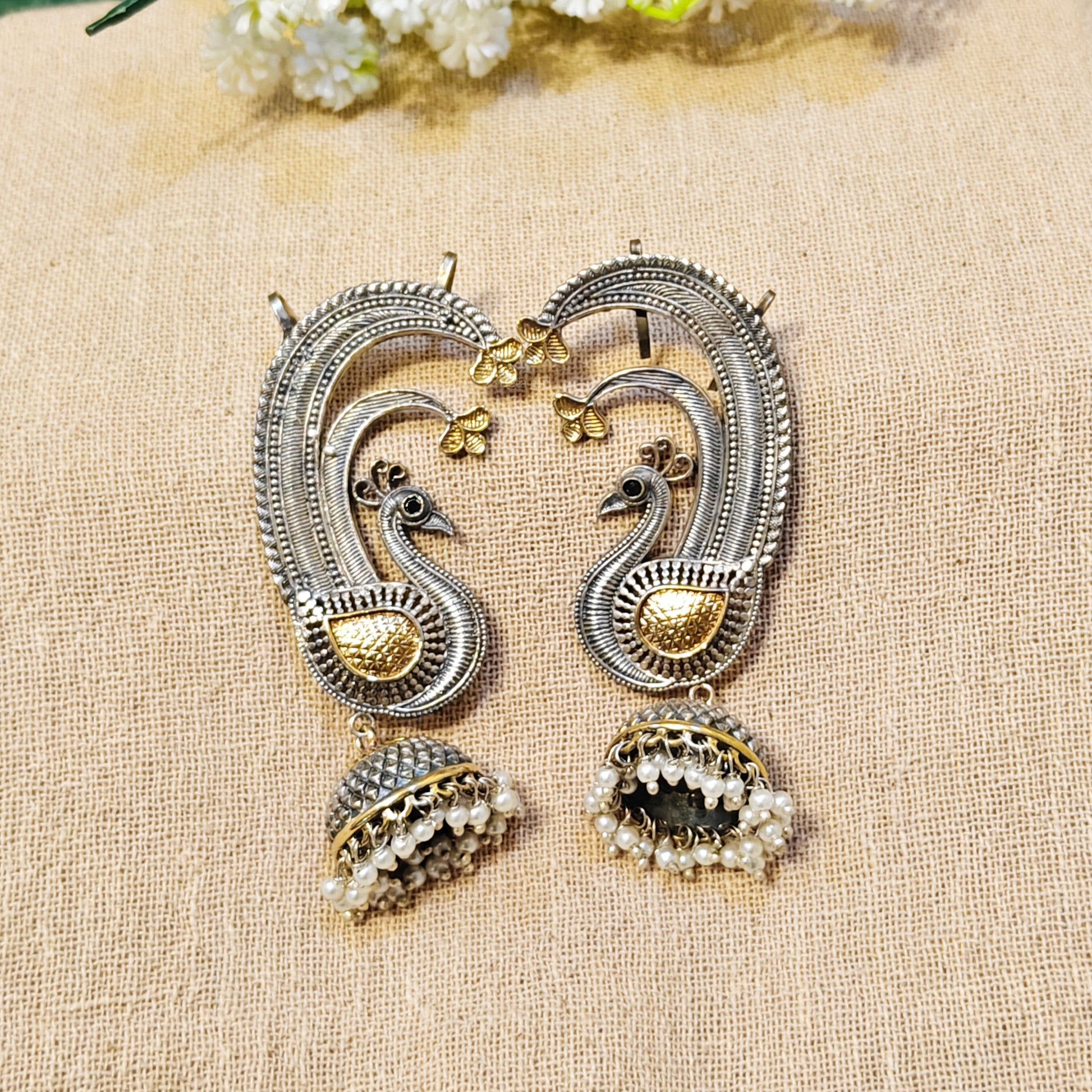 Peacock earcuff for garba