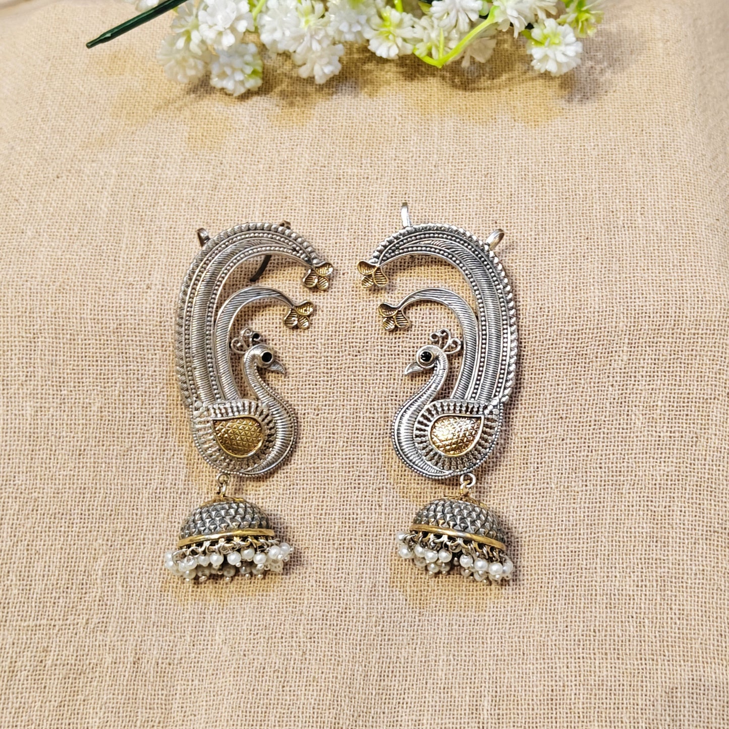 Peacock dual tone earcuff