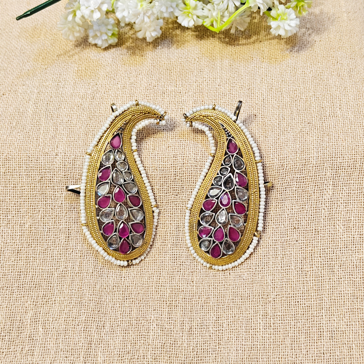 Pink earcuff for garba