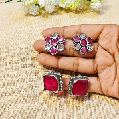 Pink stone earcuff for garba