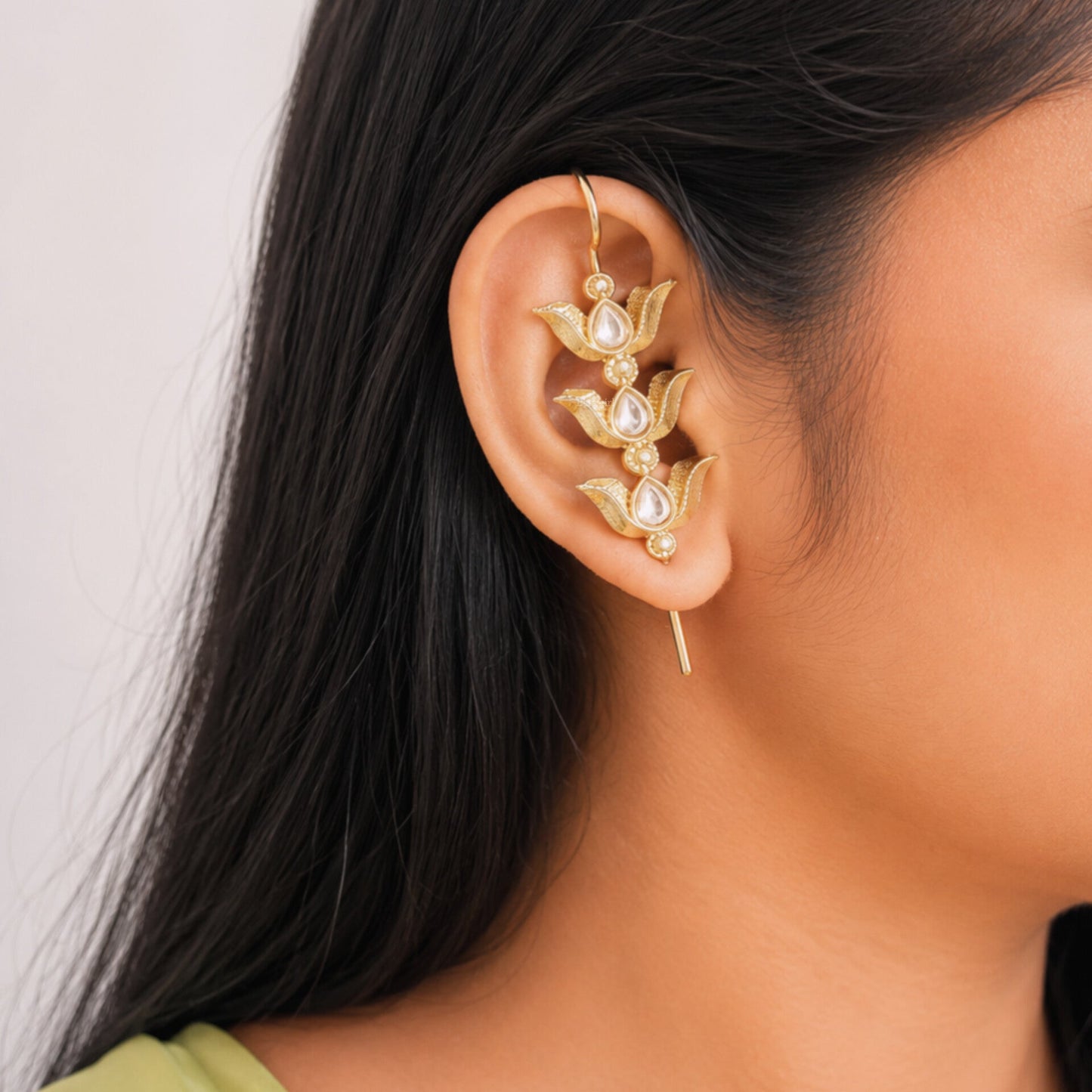 Silver Look Alike Golden Arrow Earcuff